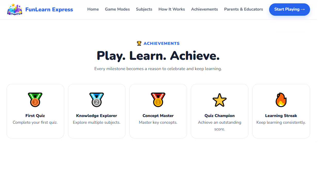 Examples of learning badges and achievements